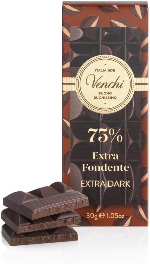 Venchi - Mini 75% Extra Dark Chocolate Bar, 30 g - Made from Select Cocoa Blends - Gluten Free - Vegan