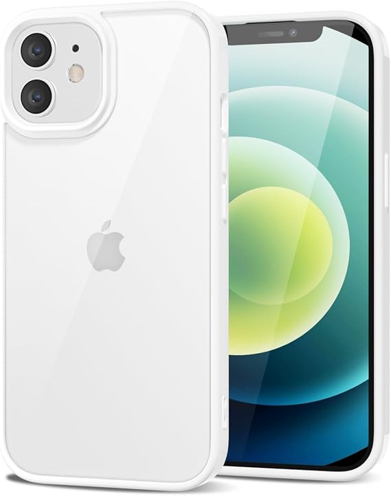 LoeoeL iPhone 12 Mini用 ケース クリア、透明 ハイブリッド 12 ミニスマホケース ハードプラスチック&ソフトシリコンバンパー アクリル 黄ばみ防止 薄型 スリム 保護カバー 女性用 ホワイト