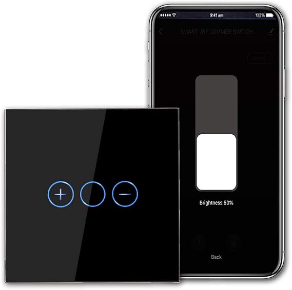 CNBINGO Smart Dimmer Switch for LED, Black Glass WiFi Touch Light Switch