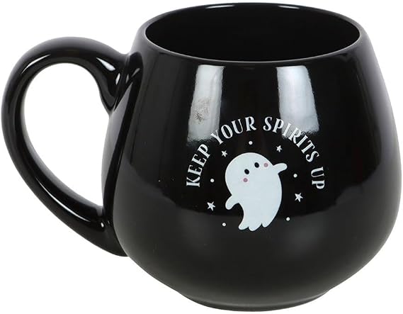 Something Different Keep Your Spirits Up Ghost Round 500ml Mug (One Size) (Black)