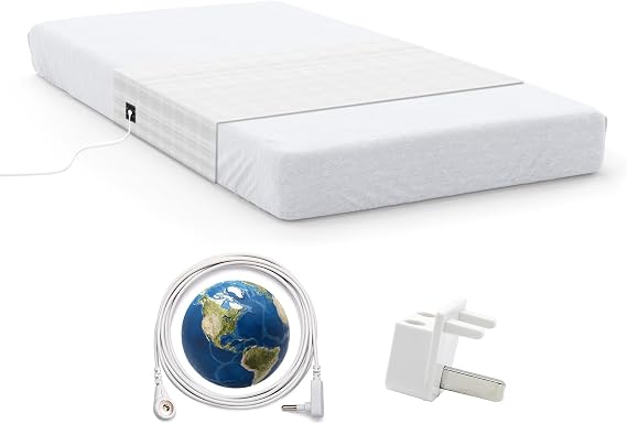 Earthinglife Grounding Bed Sheets with 5% silver fiber,Grounding Mat for Bed With Uk Plug,supplied complete with 5m Cable,90x265cm Earthing Half Sheet Fits All Bed for Better Sleep Reduce Pain