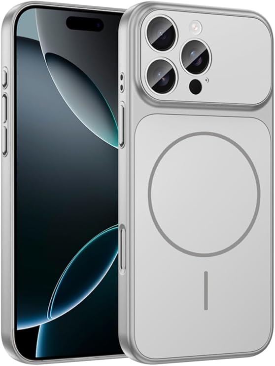 CONSTRAIN - iPhone 14 Pro Max ile uyumlu Kılıf 17 Görünümlü Magsafe ile uyumlu Özellikli Kamera Korumalı Pc Çevirici Kapak - Gümüş