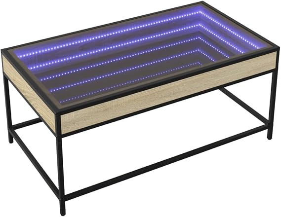 vidaXL Coffee Table with Infinity LED Sonoma Oak 90x50x41 cm