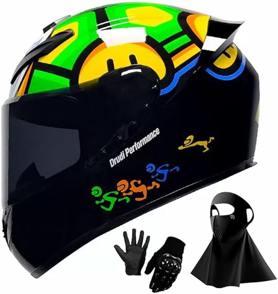 2025 Motorcycle Full Face Black Sun Visor Helmets for Adults Street Bike Racing Motorbike Helmet with Gloves Mask DOT Approved
