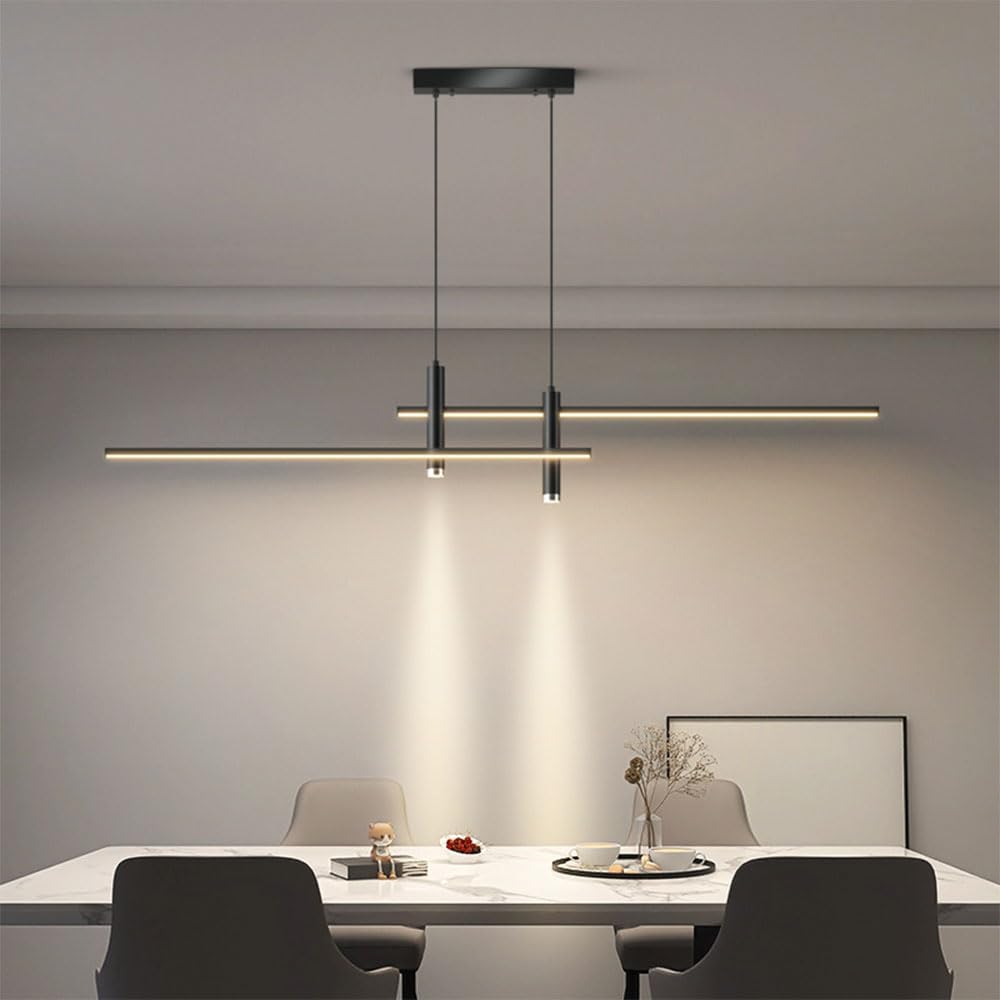 CONERY Linear Chandelier 3000-6000K Creative Pendant Lamp Minimalist LED Hanging Lamp Modern Home Decor Iron LED Indoor Lighting Dimmable Suspension Lighting For Living Room Bedroom Conference Room