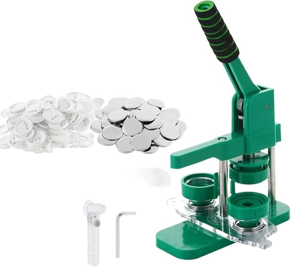 DIY Button Maker 25mm / 32mm 44mm 58mm Badge Making Machine with Absorbable Molds 100PCS Parts + Paper Circle Cutter