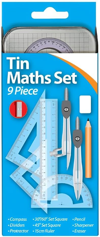 Geometry Set | All-in-One Geometry Maths Compass Kit for Schools & Student Use Essential Tools for Drawing, Measuring, and Learning Geometry with Protective Carry Case