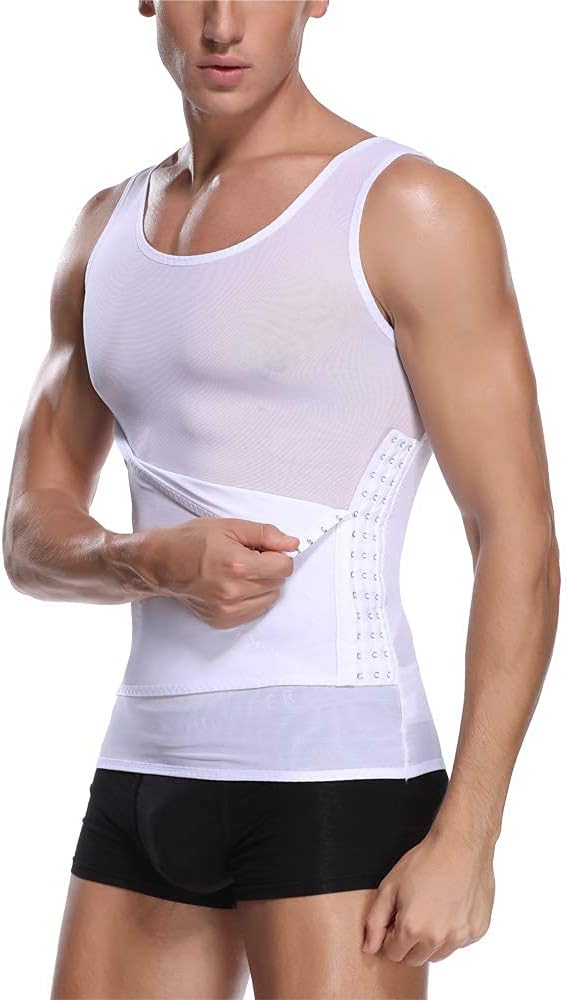 Men Slimming Body Shaper Compression Vest with Waist Trainer Belt