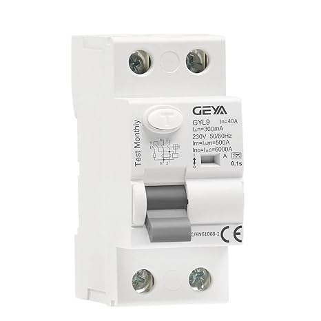 GEYA ELCB RCD RCCB Type A Electromagnetic Residual Current Circuit Breaker (2P-40A-300mA)