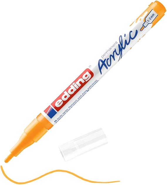 edding 5300 akrilik markör ince - güneş sarısı - 1 su geçirmez akrilik markör - ince yuvarlak uçlu 1-2 mm