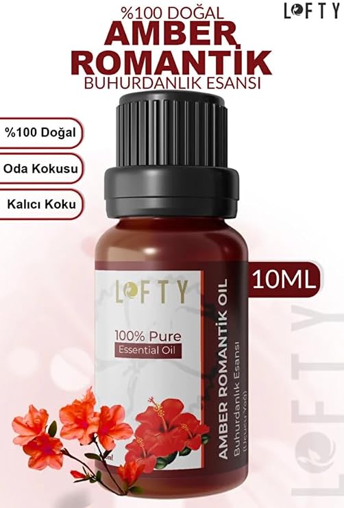Lofty Amber Romantik Saf Uçucu Yağ (10ml) -%100 Doğal Esansiyel Yağ | Etkileyici ve Egzotik Oda Kokusu, Buhurdanlık ve Difüzör Yağı