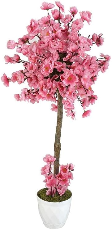 Yapay Ağaç Açık Pembe Bahar Dalı Japon Kiraz Çiçeği Beyaz Saksılı 90cm