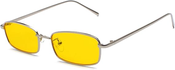 Narrow Rectangle Sunglasses for Women Men,Retro 90s Square Glasses
