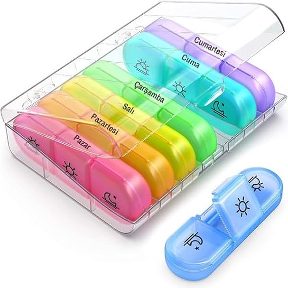 Ally Portable 7 Day Weekly Pill Medicine Vitamin Storage Box Container, RZ