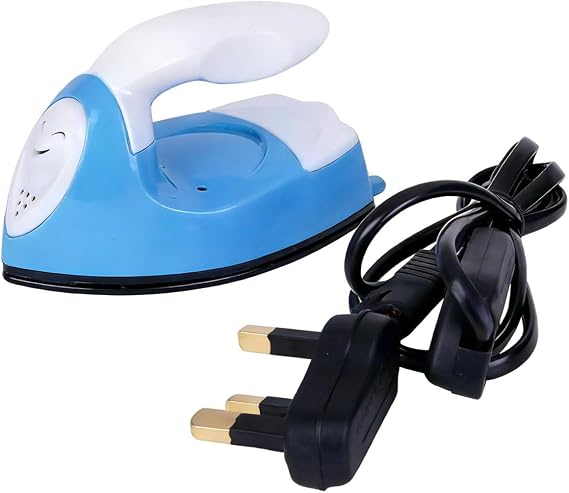 Mini DIY Craft Iron Handheld Electric Iron Portable ABS Travel Clothes Mini Irons for Fuse Beads Sewing Patchwork Heat Press Name Stickers (Blue, Mini Irons)