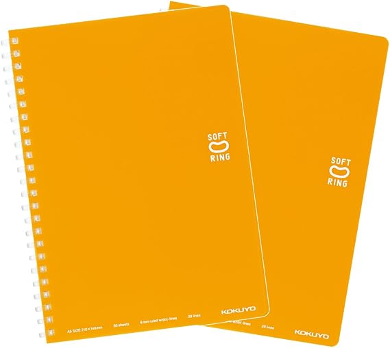 Kokuyo Soft Ring Notebook, Blank, 2 Books, 50 Sheets, A5, Ruled with Dots, Set of 2, SU-SV331BT-YRX2