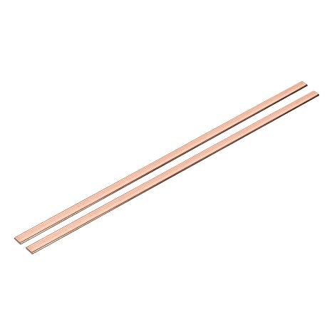 sourcing map 2 Pcs Copper Flat Bar, 0.08" x 5/16" x 13'' C110 Solid Copper Bus Bar Stock Plate Solid Metal Sheets for DIY Crafts, Repairs, Electrical (2mm x 8mm x 330mm)
