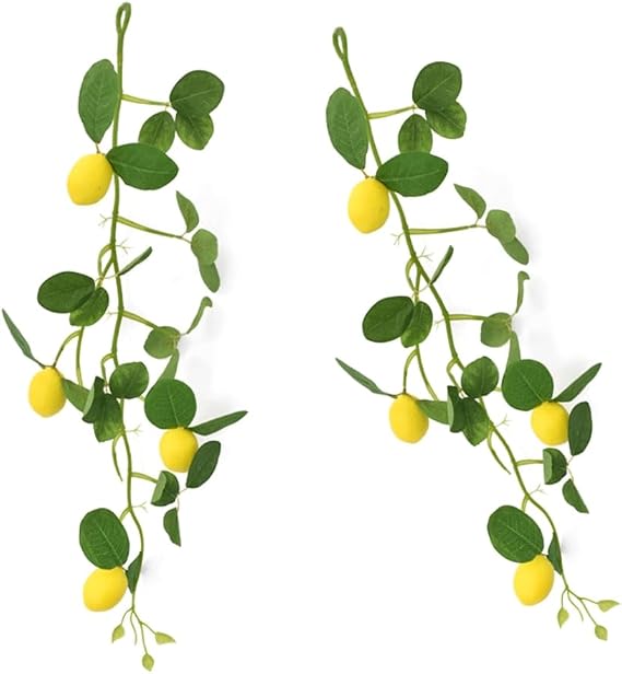 2pcs Lemon Tree Branches Yellow Faux Fruit Charm For Balconies Decoration