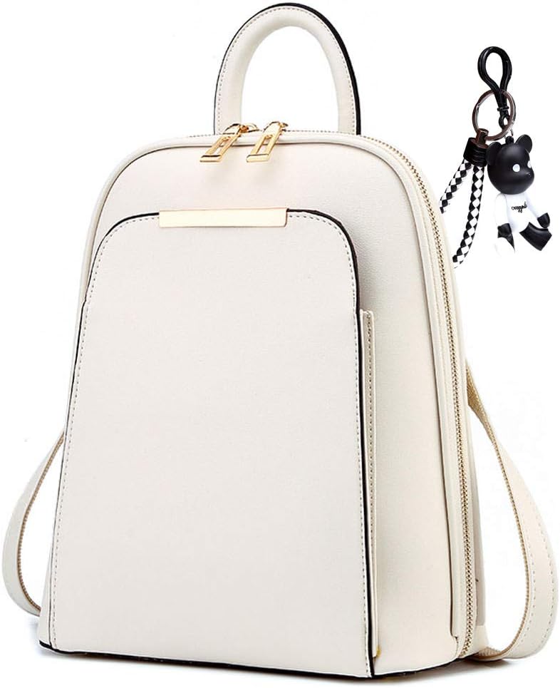 DEERWORD Women's Backpack Handbags Ladies Rucksack Shoulder Bags PU Leather Mini Anti-Theft Dayback White