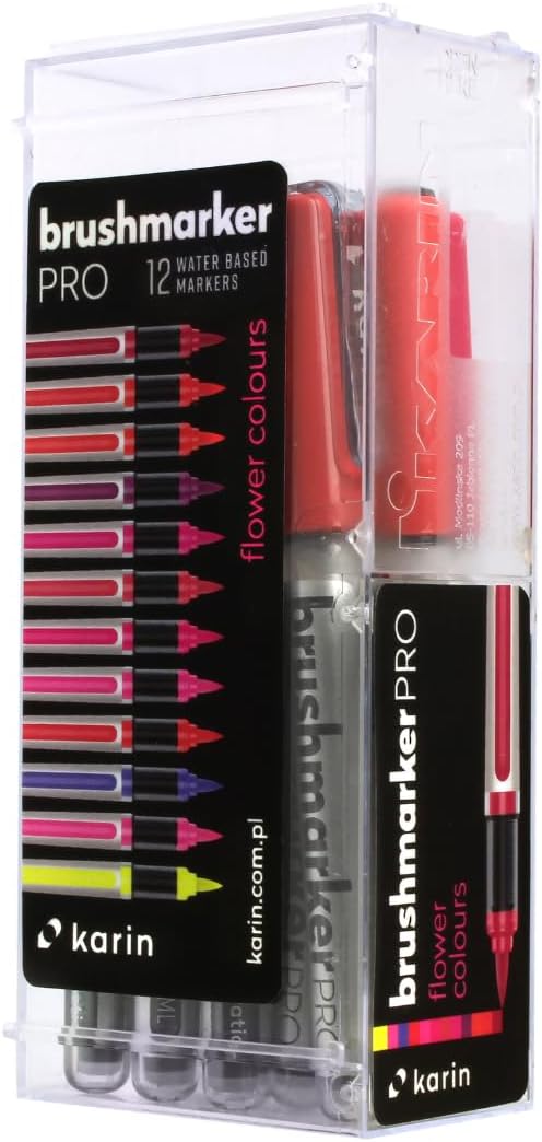 KARIN Brushmarker PRO 12"Flowers Colours" Set,Assorted,Brushmarker PRO 12 Flower Colours Set