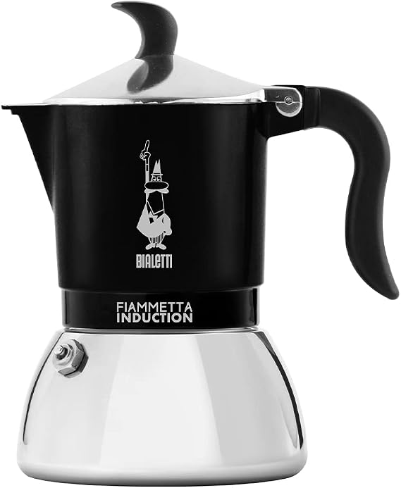 Bialetti Fiammetta Induction Coffee Maker, 2 Cups (100 ml), Suitable for All Cookers, Elegant Design, Black