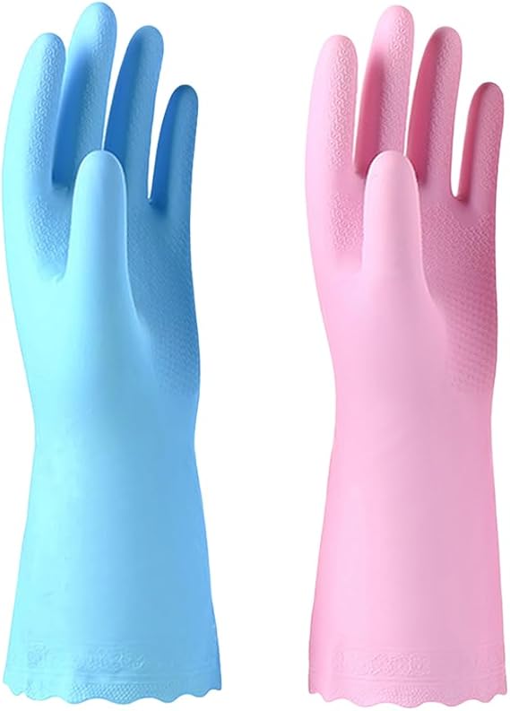 Alimat PluS Reusable Cleaning Gloves, Cotton Flock Liner, 2 Pairs, Medium