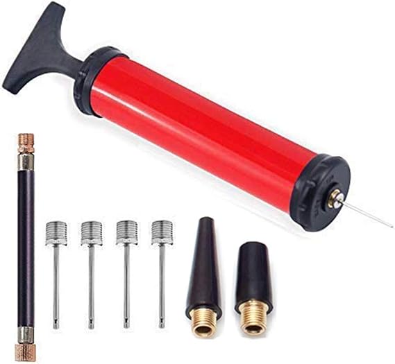 Ball Pump with 4 Needles, 2 Nozzles and 1 Hose for Football, Rugby, Volleyball, Basketball, Handball, Balloon, Float and Other Inflatable Balls