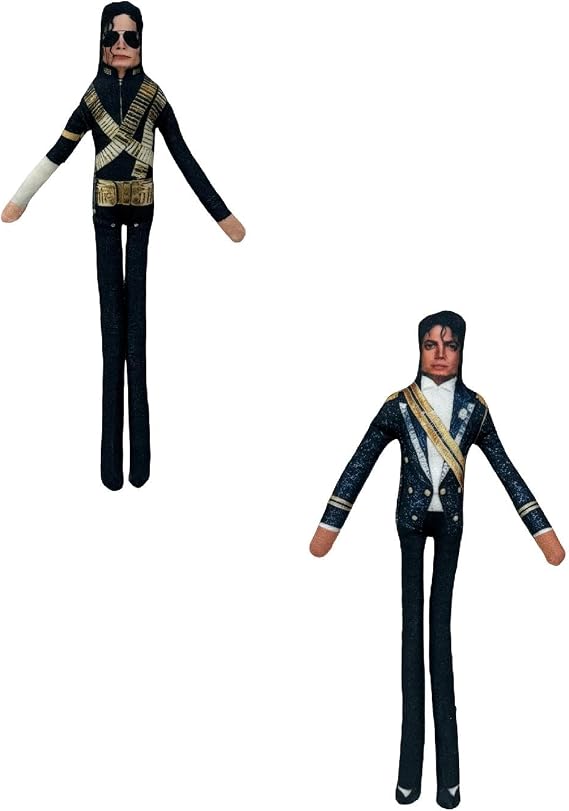 Michael Inspired Bendable Plush Toy, Posable Stuffed Doll with Internal Wire, Assorted Iconic Costume Styles, Christmas Home Display Ornament for Fans
