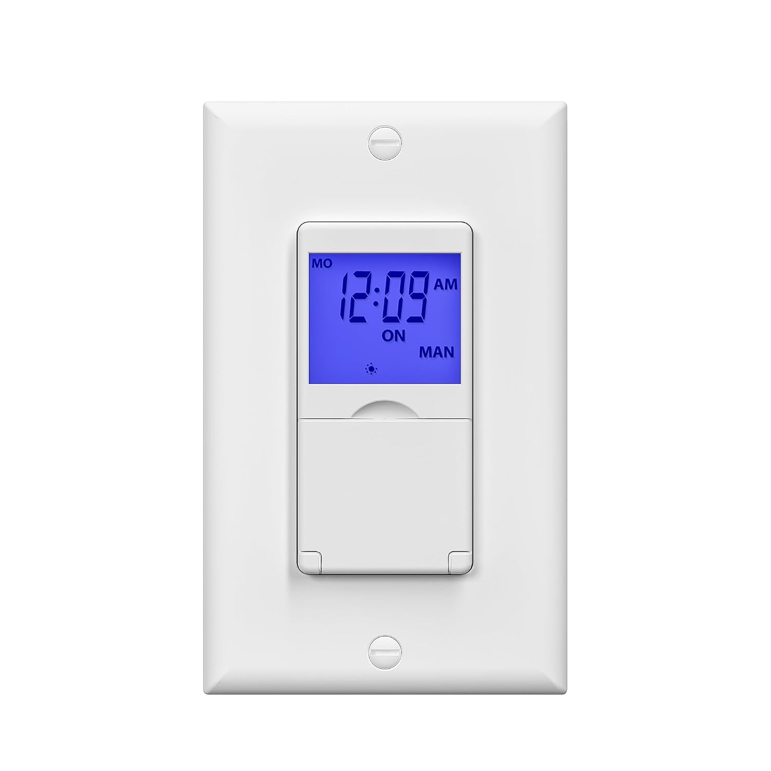 Century 7 Day Programmable in-Wall Timer Switch for Lights, Fans and Motors, Single Pole and 3 Way Compatible with SPDT Both Use, Neutral Wire Required, White Blue Backlight