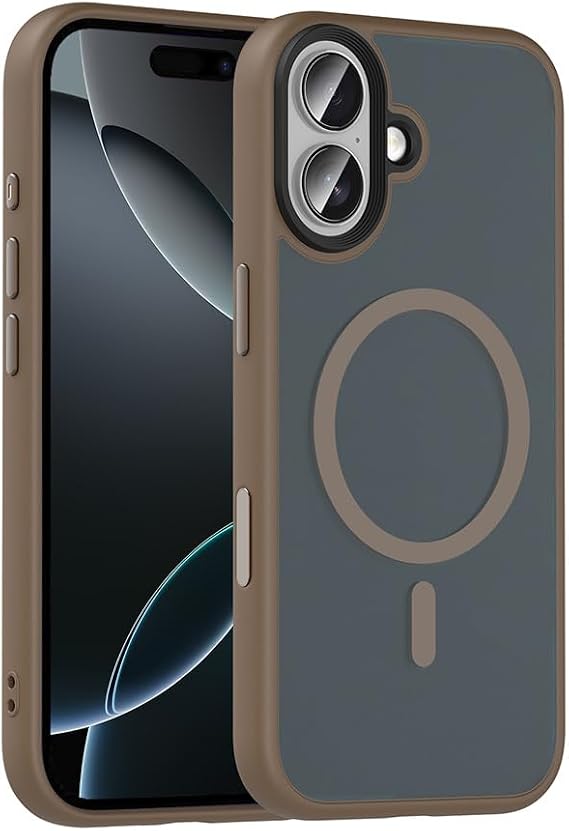 Senon Apple iPhone 17 İçin Kılıf Mat Arka Yüzey Magsafe Uyumlu Şarj Özellikli Zore Flet M-safe Kapak (Desert Titanyum)