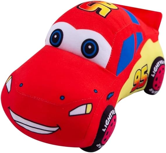 XIYUAN 25cm Car Shaped Plush Pillow, Ultra Soft Red Race Car Stuffed Toy, Cute Cartoon Vehicle Cushion for Bed Sofa Car Decor, Adorable Plushie Gift for Toddlers Kids Birthday Party