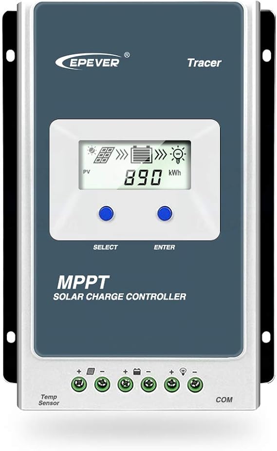 EPEVER MPPT Solar Charge Controller Tracer AN Series 10A/20A/30A/40A with 12V/24V DC Automatically Identifying System Voltage(10A)