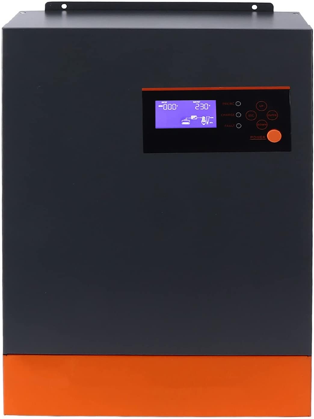 Multi-functional solar inverter, 5.5KW hybrid solar inverter with built-in 80A MPPT charge controller, 48V DC to AC 220V/230V pure sine wave inverter, can connect up to 9 inverters in parallel