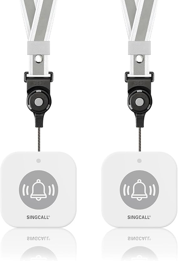 SINGCALL 2-Pack Wireless Portable Emergency Call Button Receiver Required