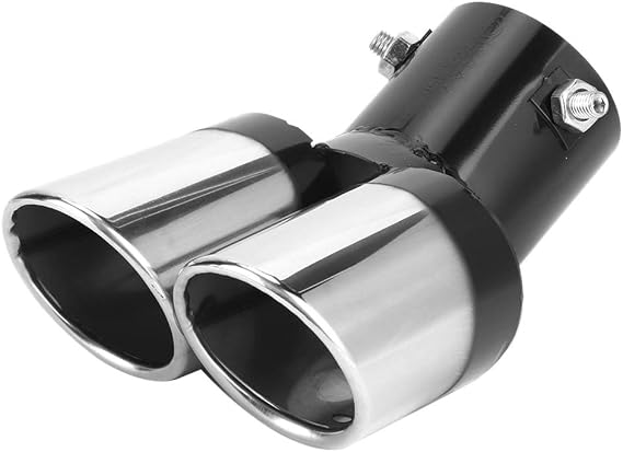 Car Exhaust Tip Tail Pipe, Throat Exhaust Tail Pipe With Stainless Steel Dual Rear Muffler Tip Exhaust Pipe End Tip 63mm /2.5in As Car Accessory