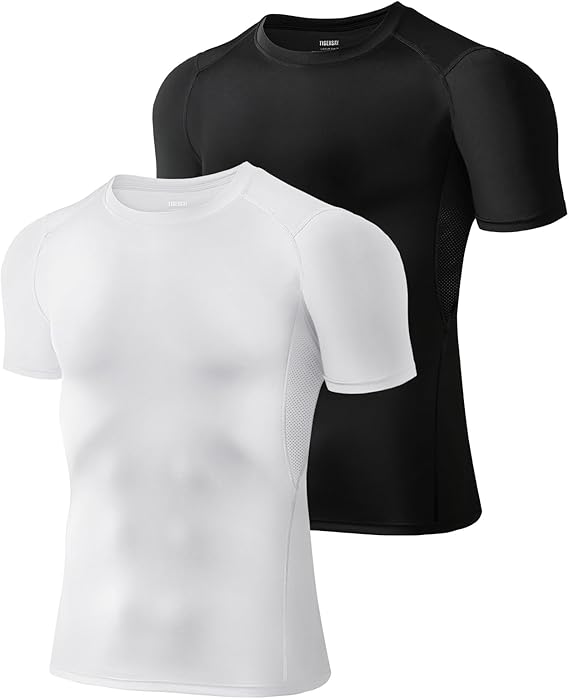 Compression Shirt Men Base Layer, Short Sleeve Gym Top
