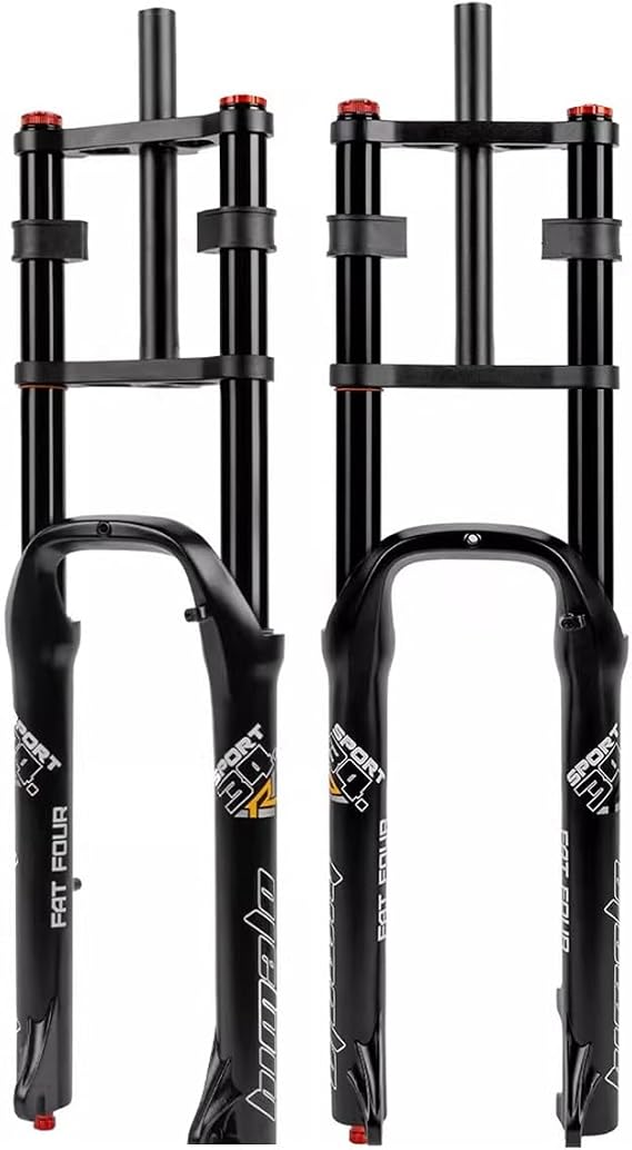 26 x 4.0 DHタイヤを装着したファットマウンテンバイク用のダウンヒルフロントフォーク。トラベル量160mm、デュアルエアショルダー、9mmクイックリリースディスクブレーキ、BMX、スノーバイク、Eバイク、XC/AMに対応。