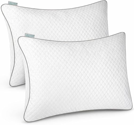 Adjustable Memory Foam Cooling Pillows 2 Pack, Bamboo Cover