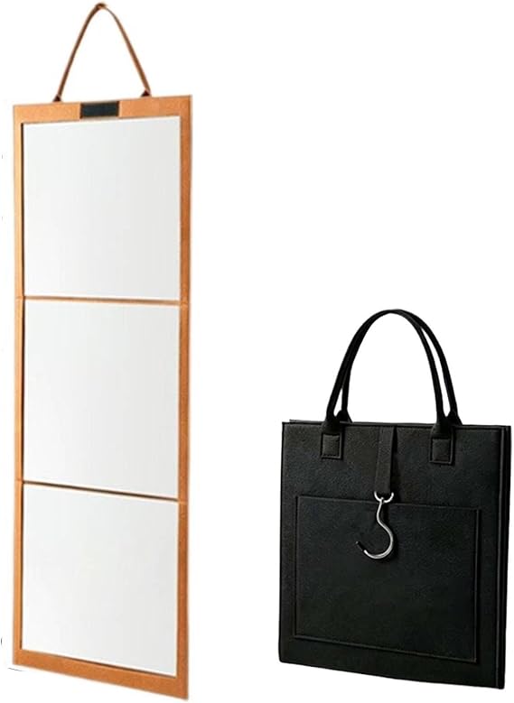 Foldable Mirror Full Length 70", Portable Acrylic Camping Mirror (Black)