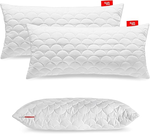 Premium Quilted Pillow – Anti-Allergenic – Anti-Dust Mite – Odourless – Can Be Used Immediately – Tight Hardness (Set of 2 Pillows 50 x 90 cm)
