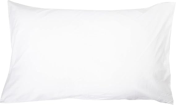 Amazon Basics Pack of 4 Pillowcases 100% Cotton with Zip, 50 x 80 cm, White