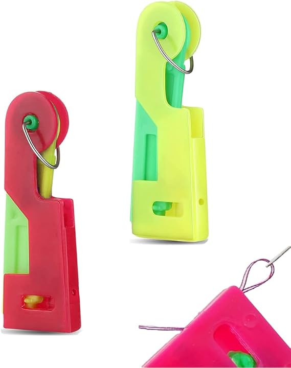 CCLKHY 2 Pieces Needle Threader, Plastic Needle Threader, Sewing Machine Threader, Needle Threader for Sewing and Crafts (Random Color)