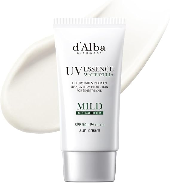 d'Alba Mild (Soft) Waterfull Sun Cream with White Truffle, Vegan, Light Sunscreen