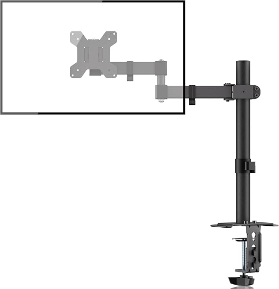 Single Monitor Arm Desk Mount, Max. Load 10kg, Adjustable Mount with Tilt Swivel Rotation for 13-32 inch LCD LED Screens, 2 Mouting Options, Vesa 75x75/100x100mm