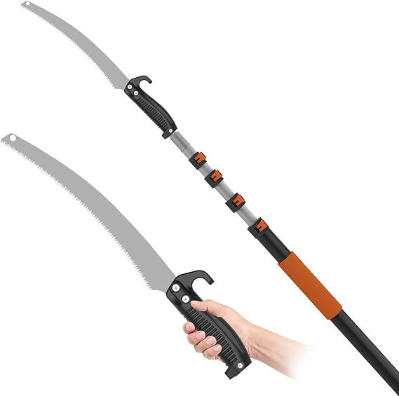 SISUPASSIE 6m Telescopic Pole Saw, Long Reach Pruning Saw with Professional Blade and Durable Telescopic Pole, Manual Pole Saw Especially for Trimmer Branches Cutter