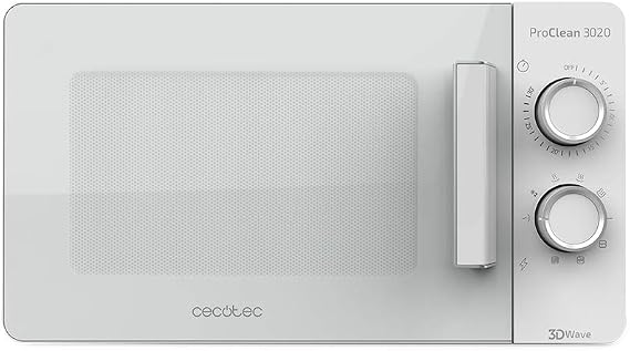 Cecotec ProClean 3020 Microwave, 20L Capacity, Ready2Clean Coating, 700 W Power, 6 Operating Levels, 30 min Timer, Defrost Mode, White Finish