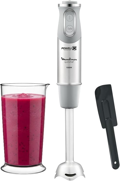 Moulinex Quickchef, 1000W Hand Blender Powelix 10 Speeds Grey