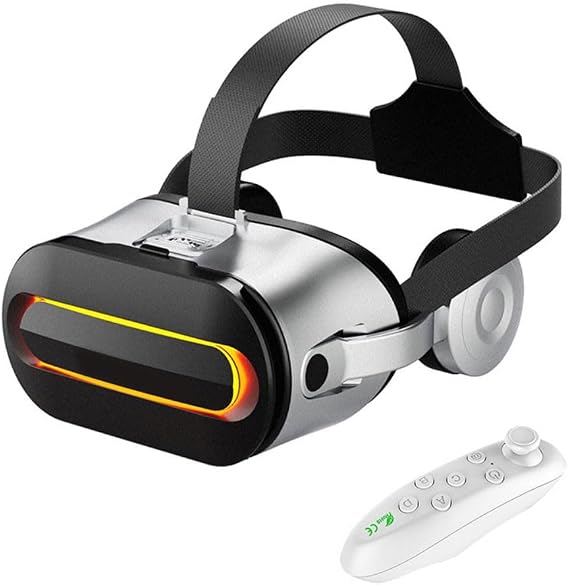VR Headset for iPhone and Phones, Immersive 3D Glasses for Mobile Games and Movies, Lightweight ABS Virtual Reality with Controller(White)