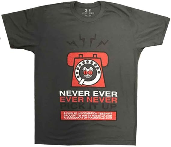Radiohead T Shirt Never Pick It Up Band Logo Official Mens Charcoal Grey