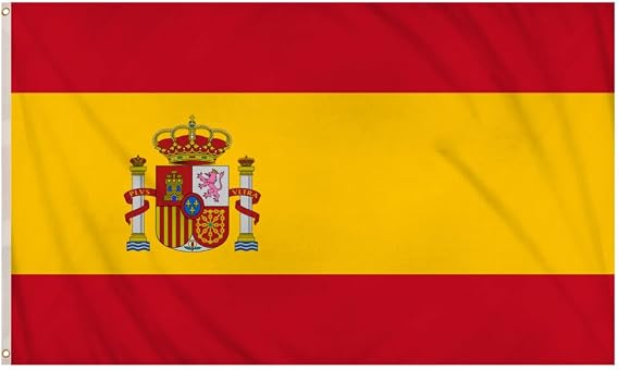 Spain Flag 5ft x 3ft – Spanish Flag Polyester with Double Stitched Seams and Metal Eyelets – Durable Red Yellow National Flag for Indoor and Outdoor Display